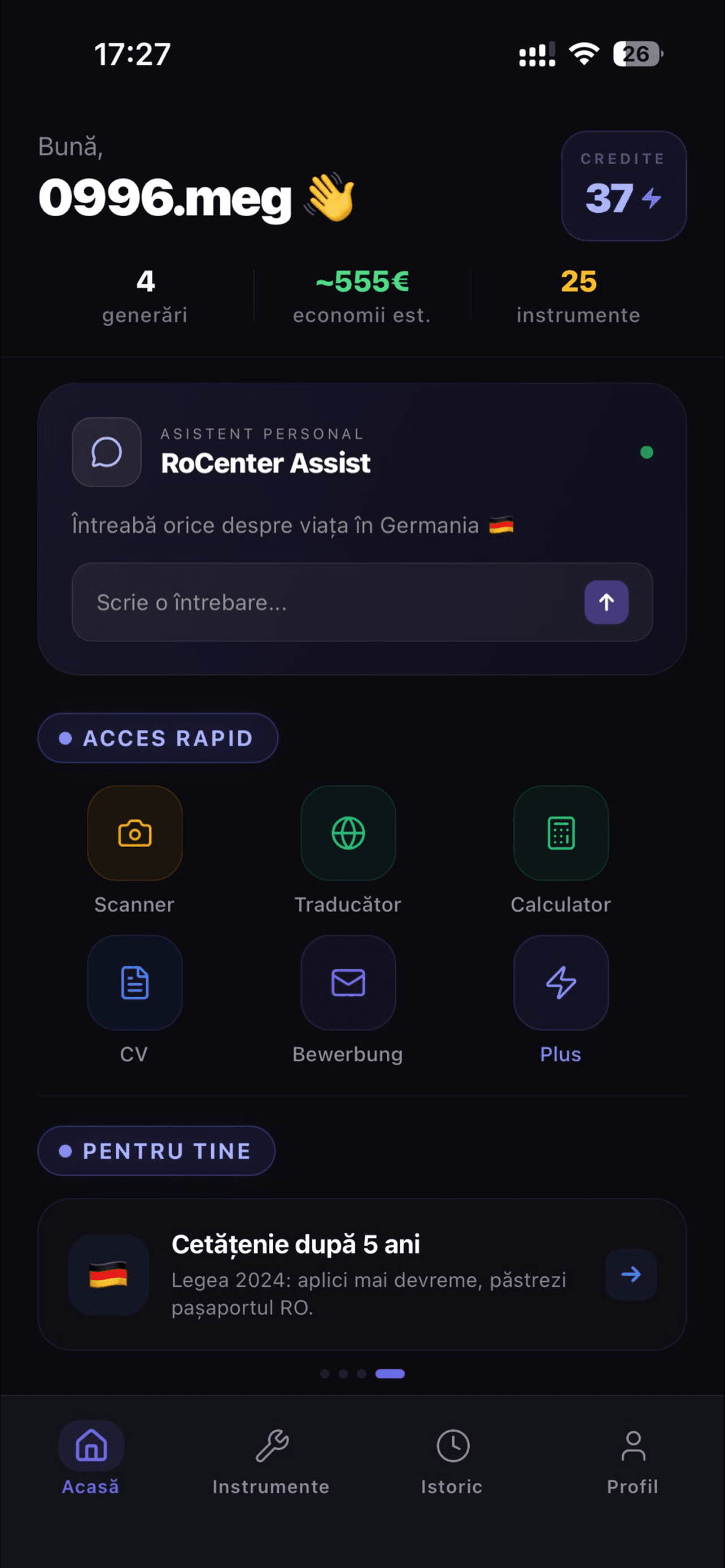 Interfața RoCenter Assist pentru articolul „RoCenter Assist este disponibil acum pe Android”